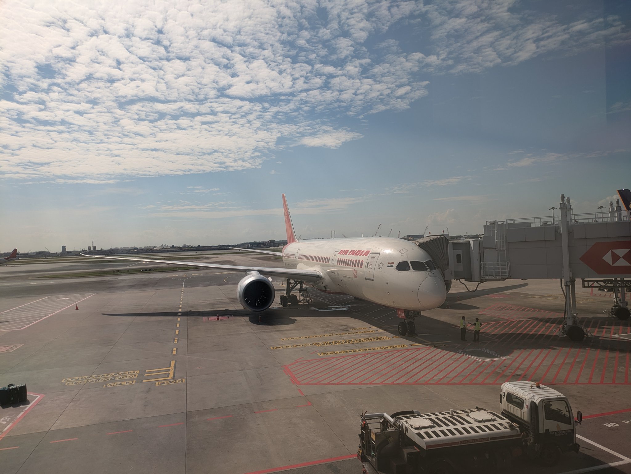 チャンギ空港のエア・インディアの機体