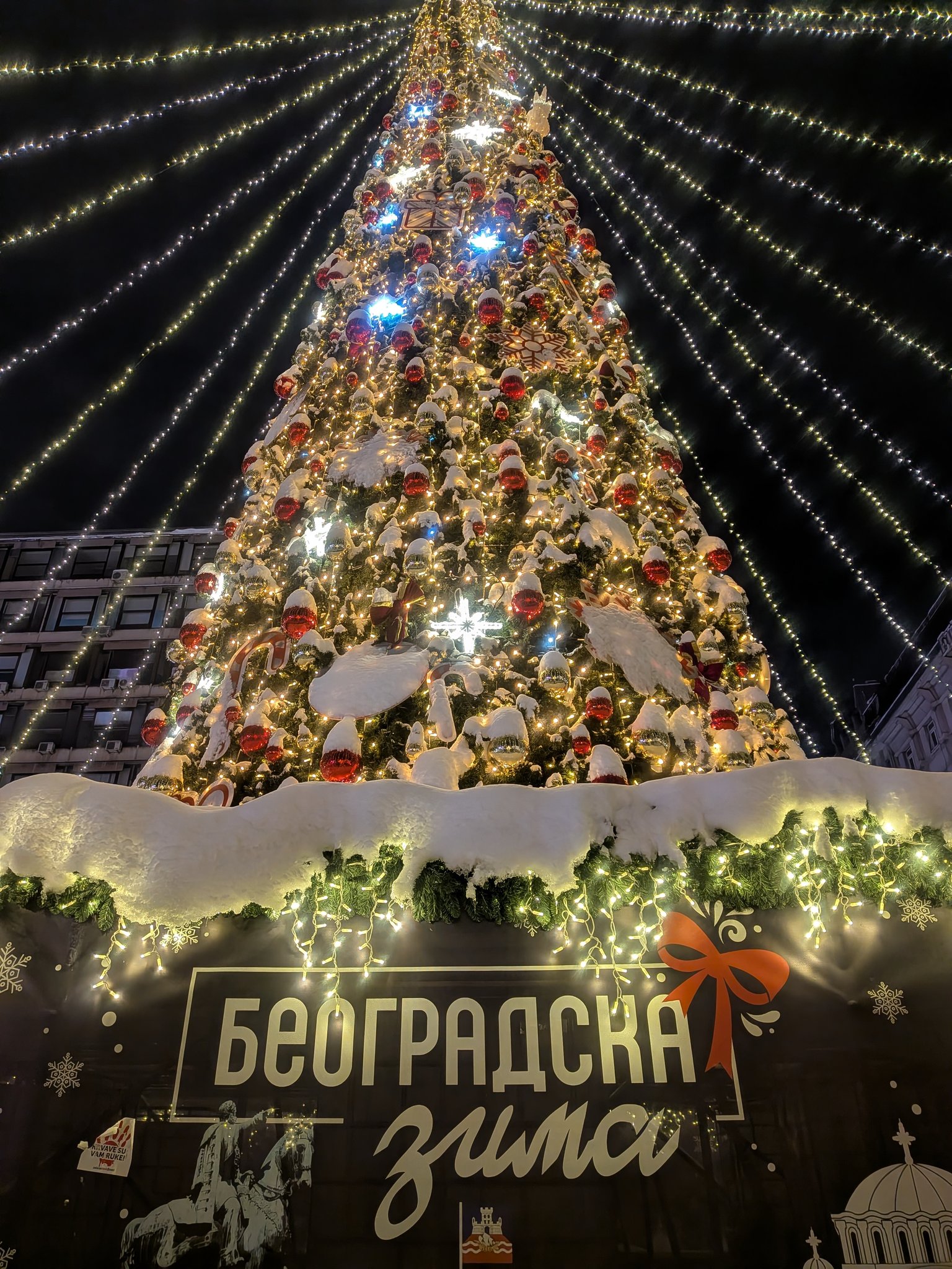 ベオグラードのクリスマスツリーのイルミネーション