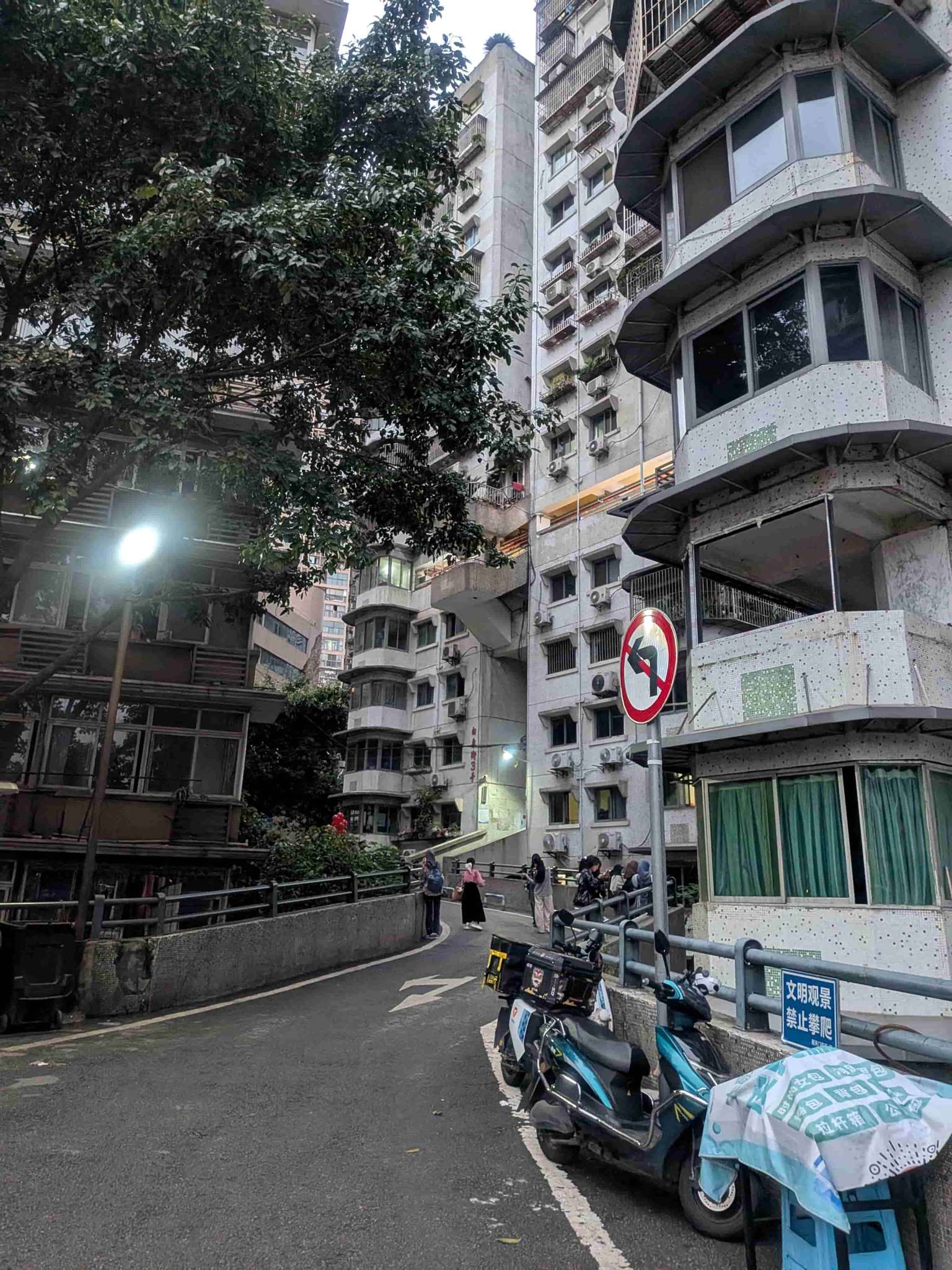 長江沿いの斜面に建つ白象居のマンション