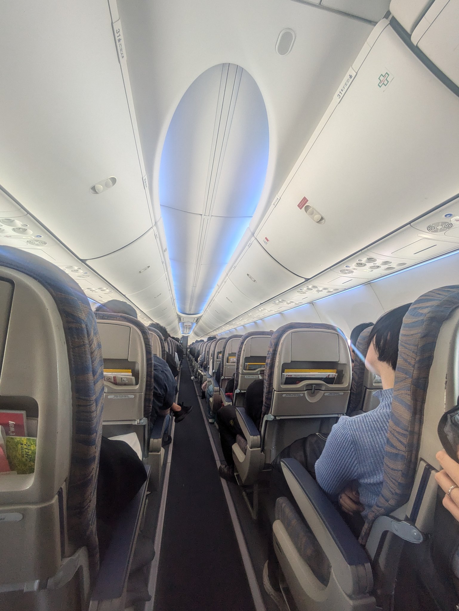 ティーウェイ航空の機内