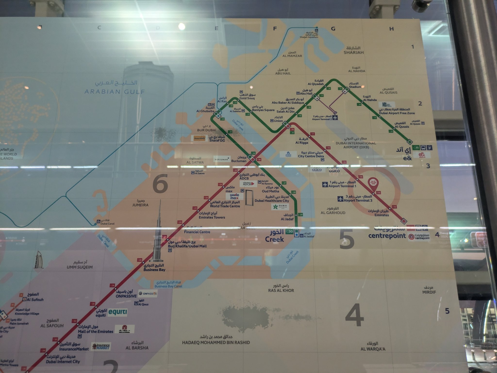 ドバイ・メトロの路線図