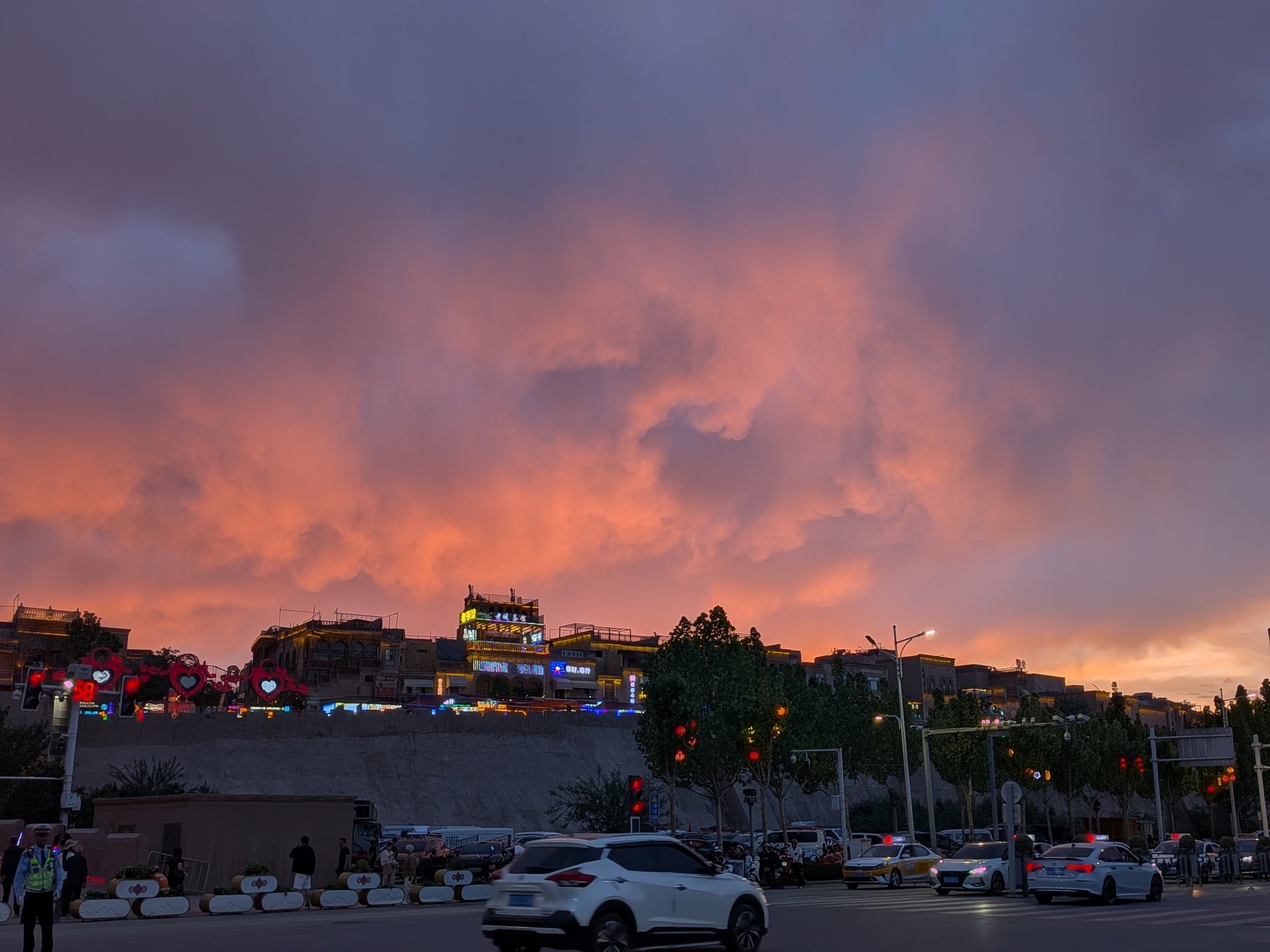 カシュガルの夕焼けの空
