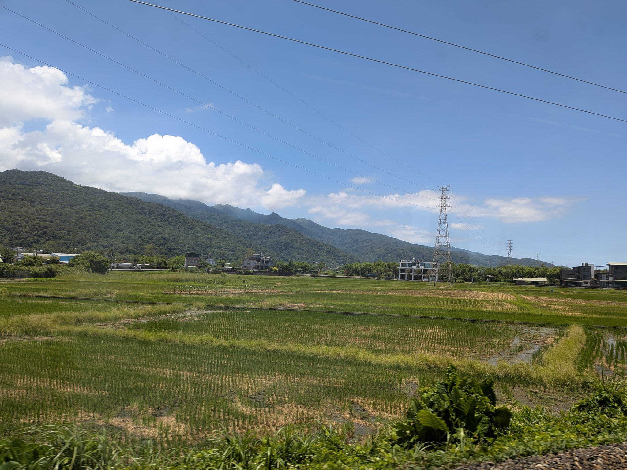 頭城から礁渓へ向かう電車の車窓に広がる田園風景